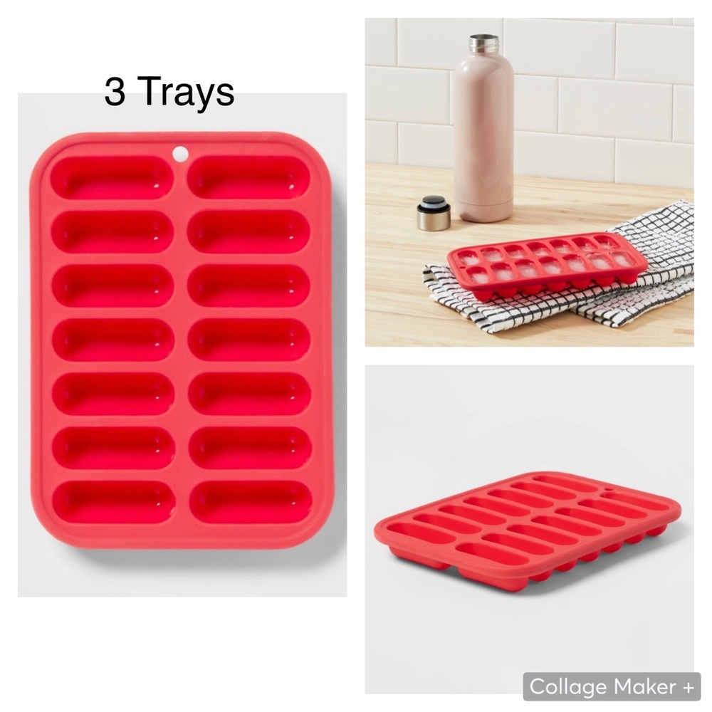 (3) Silicone Ice Tray | Red - Room Essentials
